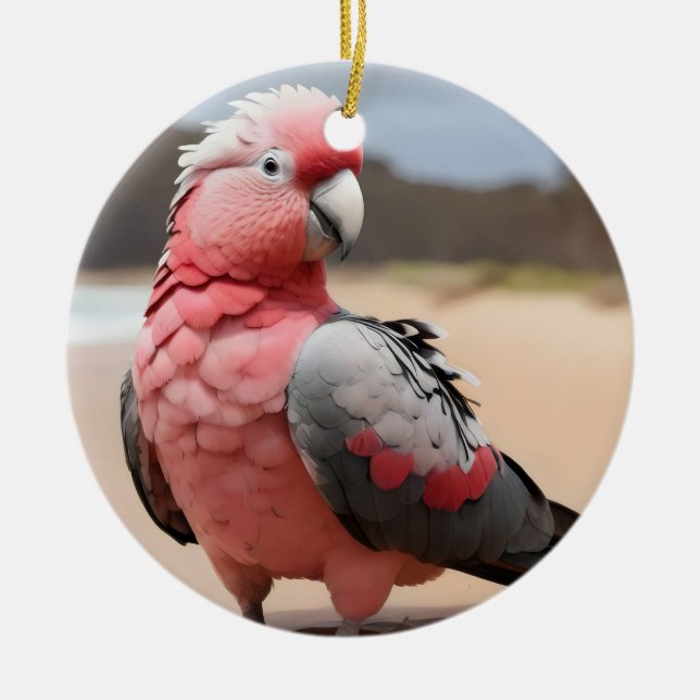 Galah standing on beach ceramic ornament (Front)