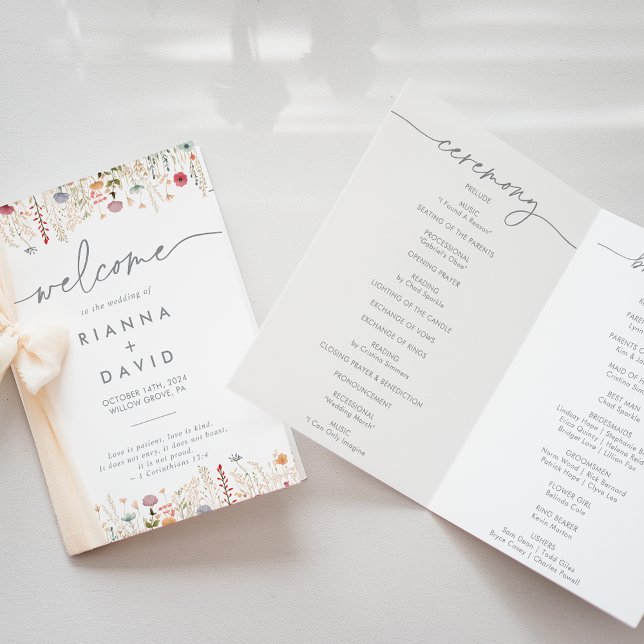  Galant Multicolor Wildflower Folded Wedding Program (Creator Uploaded)