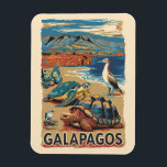 Galapagos Animals Travel Art Vintage Magnet<br><div class="desc">Galápagos Islands in a vector art style. The Galápagos Islands is a volcanic archipelago in the Pacific Ocean. It's considered one of the world's foremost destinations for wildlife-viewing.</div>