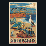 Galapagos Animals Travel Art Vintage Poster<br><div class="desc">Galápagos Islands in a vector art style. The Galápagos Islands is a volcanic archipelago in the Pacific Ocean. It's considered one of the world's foremost destinations for wildlife-viewing.</div>