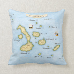 Galapagos Archipelago Map Tropical Islands Cushion