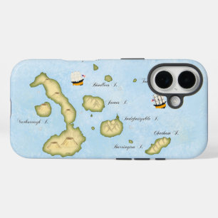 Galapagos Archipelago Map With British Ships iPhone 16 Case