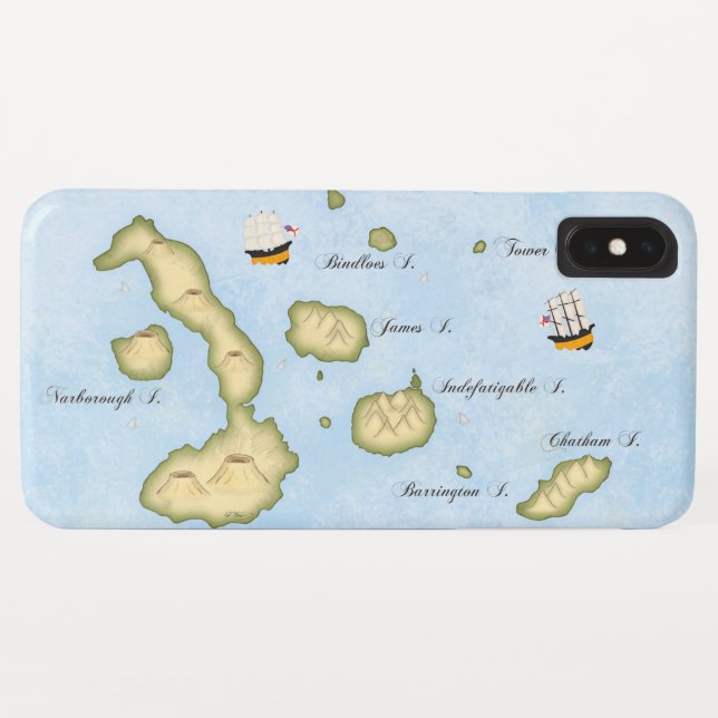 Galapagos Archipelago Nautical Map With Ships Case-Mate iPhone Case (Back (Horizontal))