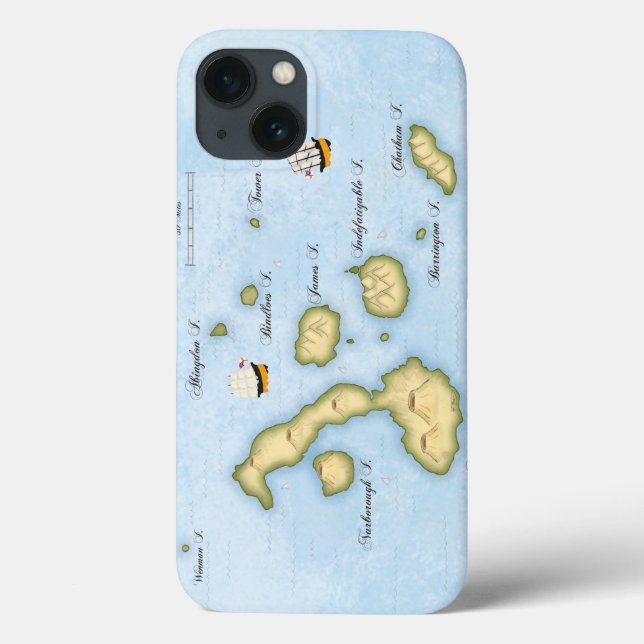 Galapagos Archipelago Nautical Map With Ships Case-Mate iPhone Case (Back)