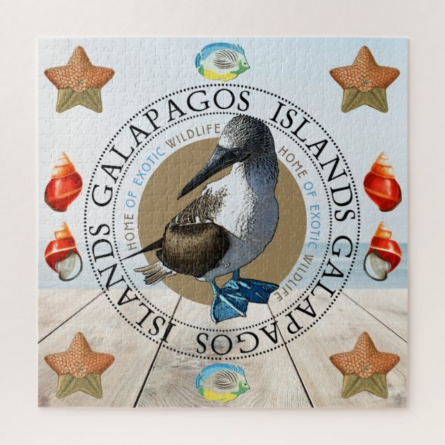 Galapagos Blue Footed Booby Seashells And Starfish Jigsaw Puzzle (Vertical)