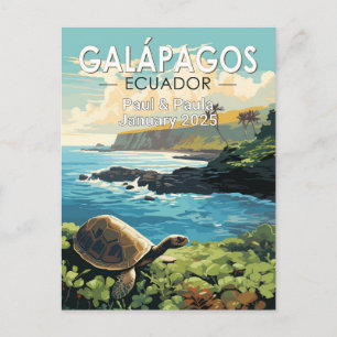 Galapagos Islands Giant Tortoise Travel Art Custom Postcard