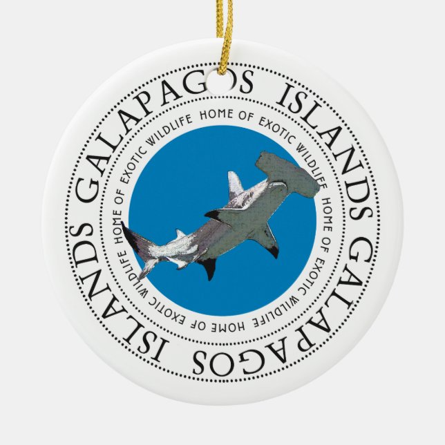 Galapagos Islands Hammerhead Shark Ceramic Ornament (Front)