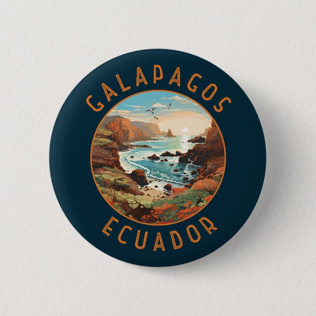 Galapagos Islands Retro Distressed Circle 6 Cm Round Badge (Front)
