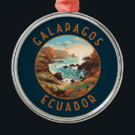 Galapagos Islands Retro Distressed Circle Metal Ornament<br><div class="desc">Galápagos Islands in a vector art style. The Galápagos Islands is a volcanic archipelago in the Pacific Ocean. It's considered one of the world's foremost destinations for wildlife-viewing.</div>