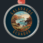 Galapagos Islands Retro Distressed Circle Metal Ornament<br><div class="desc">Galápagos Islands in a vector art style. The Galápagos Islands is a volcanic archipelago in the Pacific Ocean. It's considered one of the world's foremost destinations for wildlife-viewing.</div>