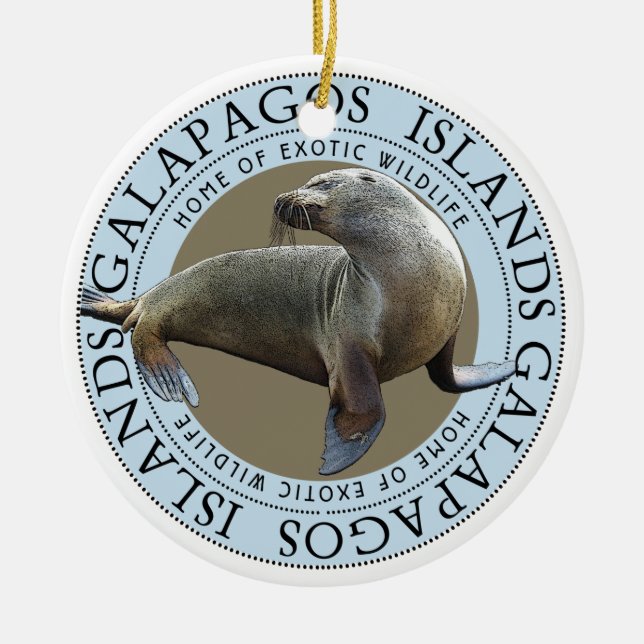 Galapagos Islands Sea Lion Christmas Ceramic Ornament (Front)