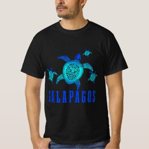 Galapagos Islands Sea Turtle Tribal Pattern Scuba  T-Shirt