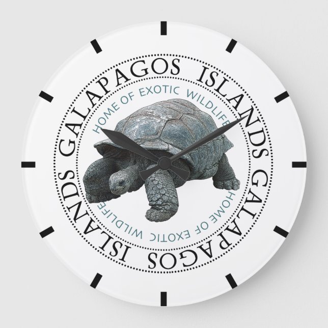 Galapagos Islands Tortoise  Large Clock (Front)