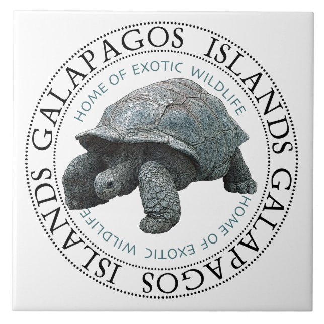 Galapagos Islands Tortoise T-Shirt Ceramic Tile (Front)