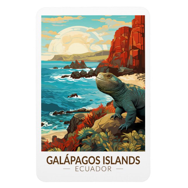 Galapagos Islands Travel Art Vintage Magnet (Vertical)