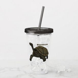 Galapagos land tortoise illustration acrylic tumbler