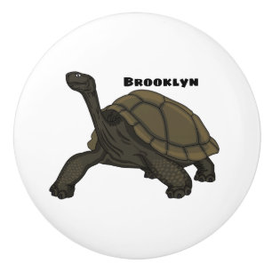 Galapagos land tortoise illustration ceramic knob