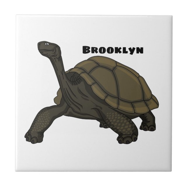 Galapagos land tortoise illustration ceramic tile (Front)