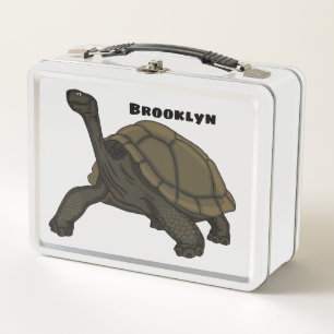 Galapagos land tortoise illustration metal lunch box