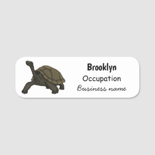 Galapagos land tortoise illustration name tag