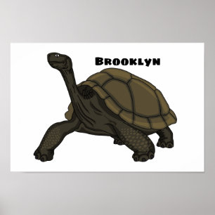 Galapagos land tortoise illustration poster
