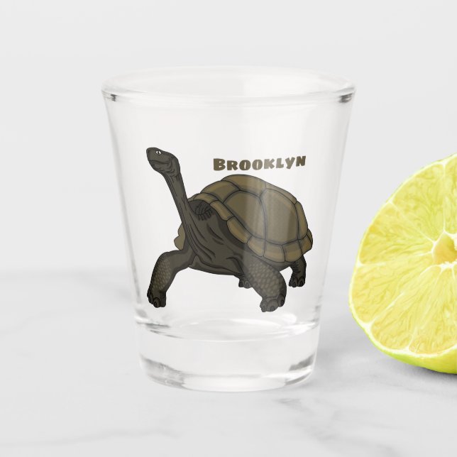 Galapagos land tortoise illustration  shot glass (Front)