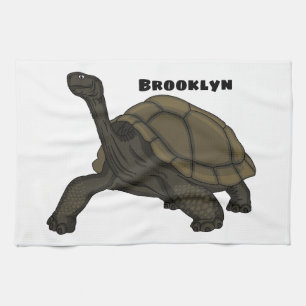 Galapagos land tortoise illustration tea towel