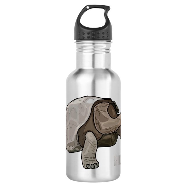 Galapagos tortoise cartoon illustration 532 ml water bottle (Front)