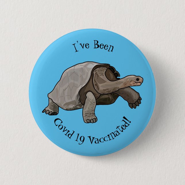 Galapagos tortoise cartoon illustration 6 cm round badge (Front)