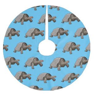 Galapagos tortoise cartoon illustration brushed polyester tree skirt