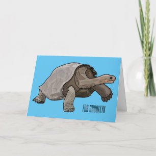 Galapagos tortoise cartoon illustration card