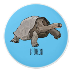 Galapagos tortoise cartoon illustration ceramic knob
