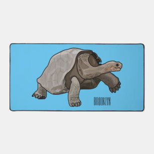 Galapagos tortoise cartoon illustration desk mat