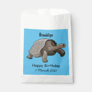 Galapagos tortoise cartoon illustration favour bag