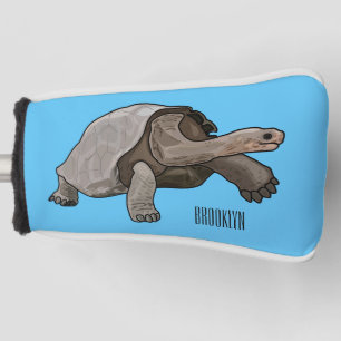Galapagos tortoise cartoon illustration golf head cover