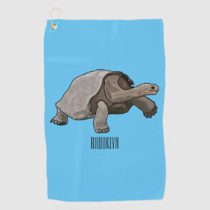 Galapagos tortoise cartoon illustration golf towel