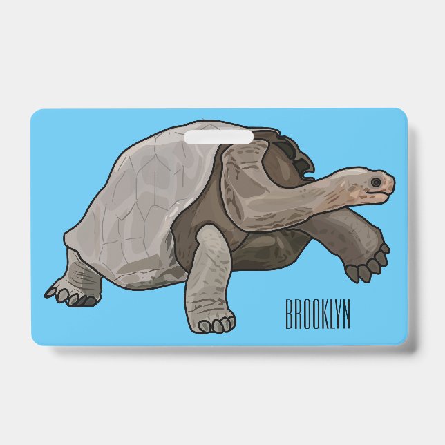 Galapagos tortoise cartoon illustration ID badge (Front)
