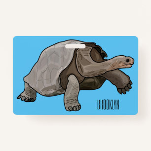 Galapagos tortoise cartoon illustration ID badge