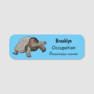 Galapagos tortoise cartoon illustration name tag