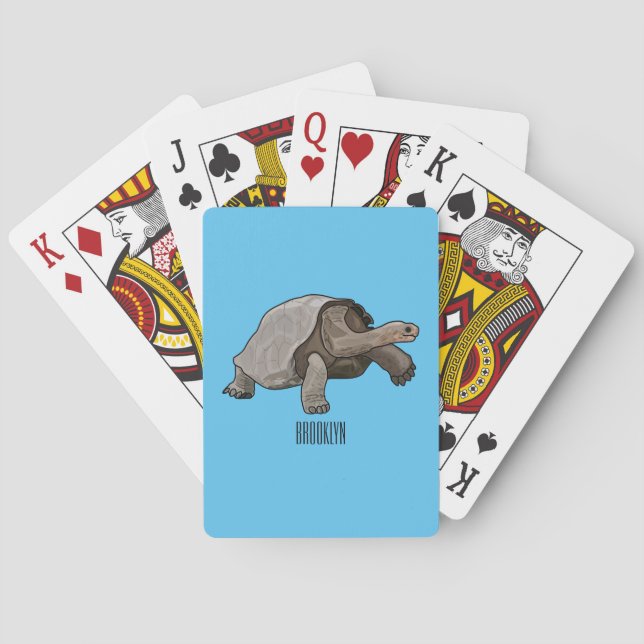 Galapagos tortoise cartoon illustration playing cards (Back)