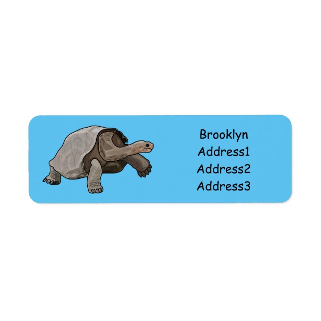 Galapagos tortoise cartoon illustration return address label (Front)