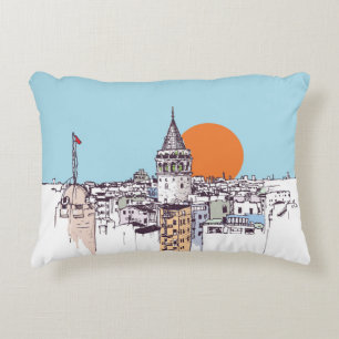 Galata Tower and Galata district of Beyoglu Istanb Decorative Cushion