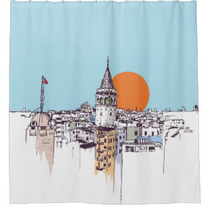 Galata Tower and Galata district of Beyoglu Istanb Shower Curtain