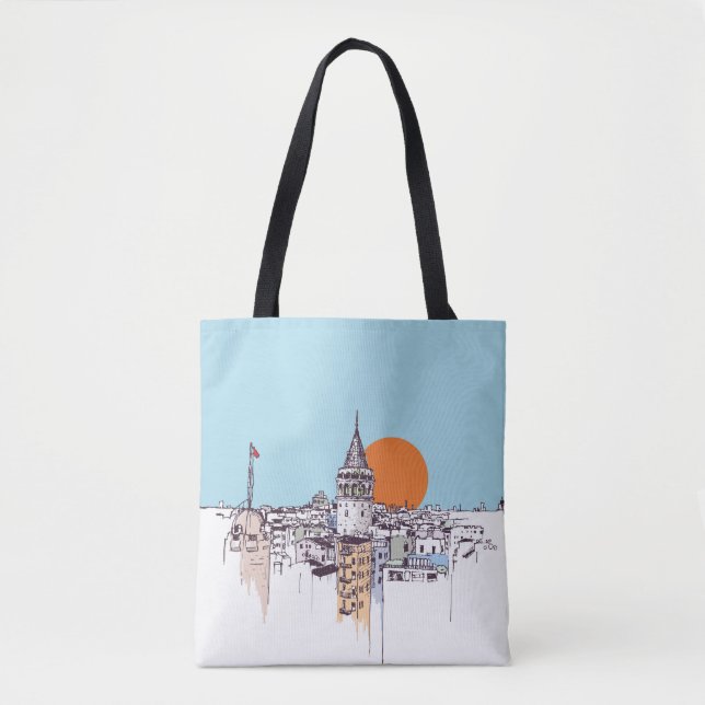 Galata Tower and Galata district of Beyoglu Istanb Tote Bag (Front)