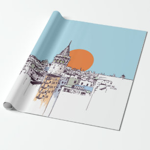 Galata Tower and Galata district of Beyoglu Istanb Wrapping Paper