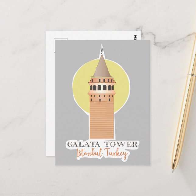 Galata Tower Istanbul Turkey Postcard (Front/Back In Situ)