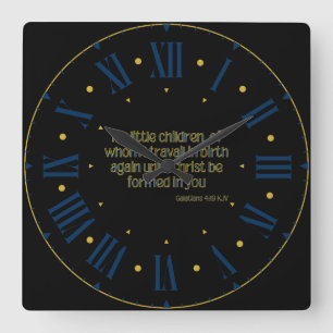 Galatians 4:19 KJV Bible Verse Roman Numeral Square Wall Clock