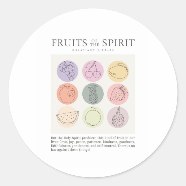 Galatians 5:22-23 Fruit of the Spirit Classic Round Sticker (Front)