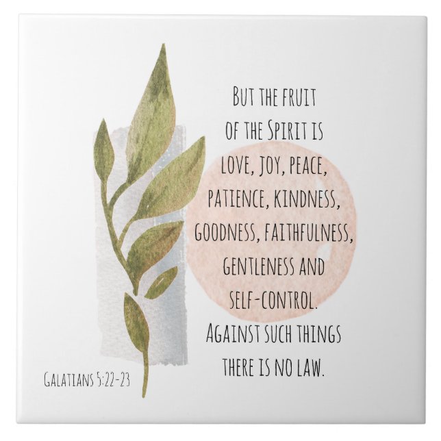 Galatians 5:22-23 Fruit of the Spirit is Love Joy Ceramic Tile (Front)