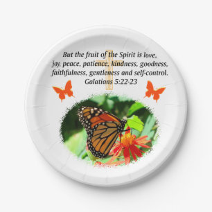 GALATIANS 5 BUTTERFLY PHOTO DESIGN PAPER PLATE